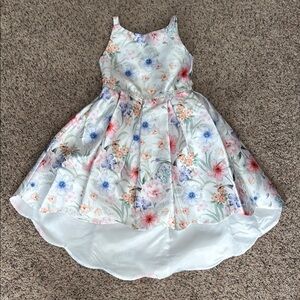 Rare Editions White Pleated High-Low Halter Dress